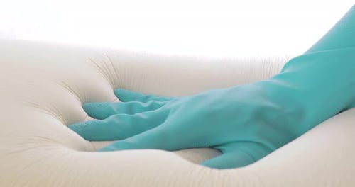 Turquoise Glove Impressing Memory Foam Close Up