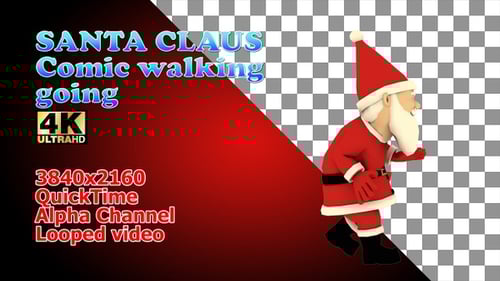 Comic Santa Claus Walking Loop with Alpha Channel