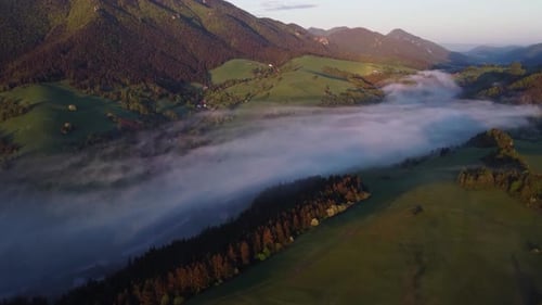 Beautiful Misty and Cloudy Fast Moving Aerial View