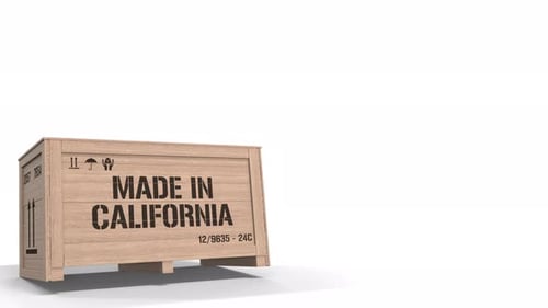 Wooden Crate with Printed MADE IN CALIFORNIA Text