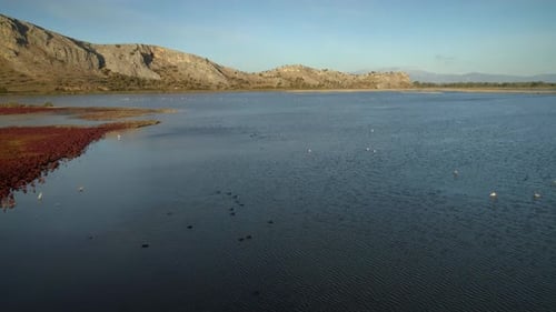 Aerial view of Prokopou Lagoon in Greece.