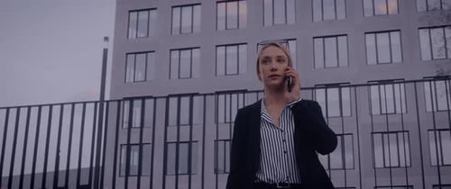 Business Woman Talking on Mobile Phone Outside Office