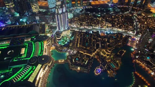 Downtown Dubai Aerial Panorama Time-lapse
