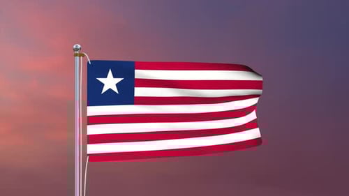 Liberia National Flag Waving Loop Background