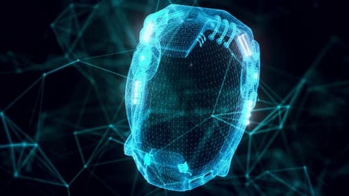 Sci-Fi-Helm-Hologramm Nahaufnahme 4k