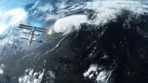 vista del cambio climático global desde el espacio. Simulación de corrientes de aire.