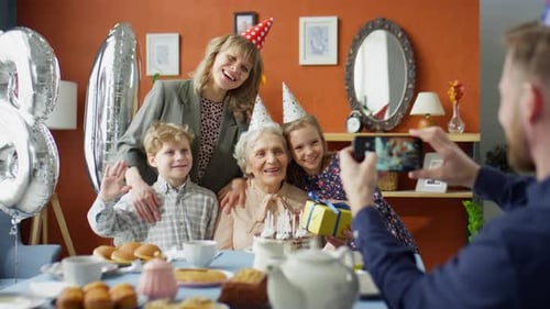 Family Celebrates Grandmother's Birthday at Home