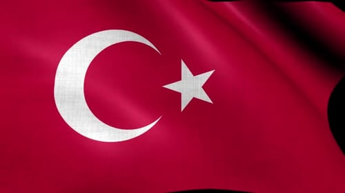 Waving Turkish Flag with Realistic Fabric Texture