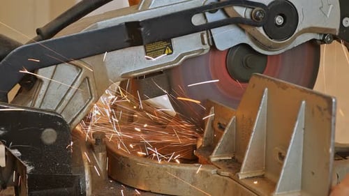 Metal Chop Saw Sparks Flying