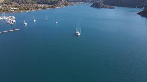 Yachts on Lagoon at Sunny Day