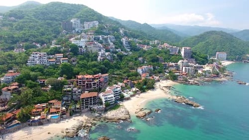 Tropical Coastline Beach Aerial in Bright Daylight