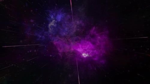 Hyperspace Warp Travel Through Colorful Nebula with Streaking Stars