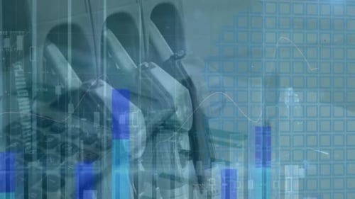 Animation of statistics and financial data processing over petrol nozzles
