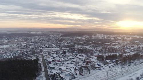 Aerial view of Outskirts of the city at sunset. 03