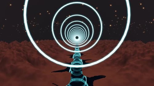 Flug in abstrakter Sci-Fi-Tunnel nahtlose Schleife Futuristische Bewegte Grafiken, Hightech-Hintergrund