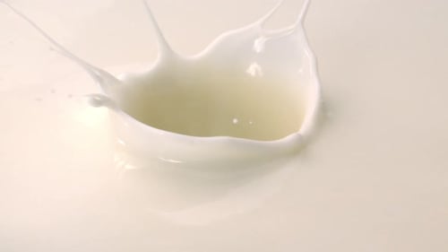 Strawberry Splashing Into Refreshing Milk in Slow Motion