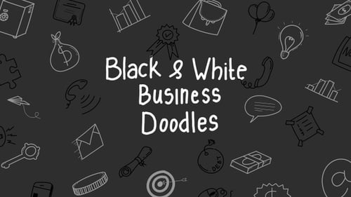 Animated Black and White Hand-Drawn Business Doodles Icons Pack