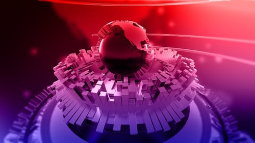 Breaking News Title Reveal with Futuristic Globe Clock