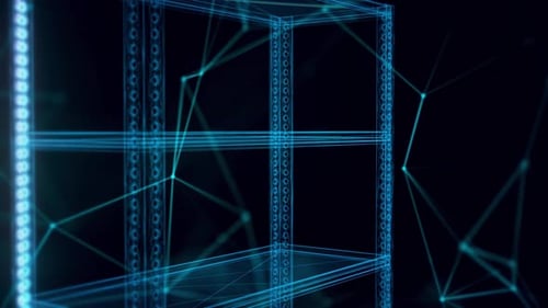 Industrial Shelf Hologram Close Up 4k