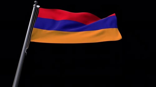Waving Flag of Armenia on Black Background