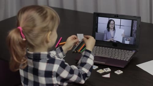 Child Learning Via Online Lesson At Home