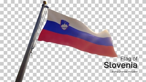 Slovenia National Flag Waving with Transparent Background