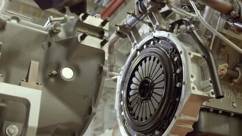 Close-up of large part of factory machine