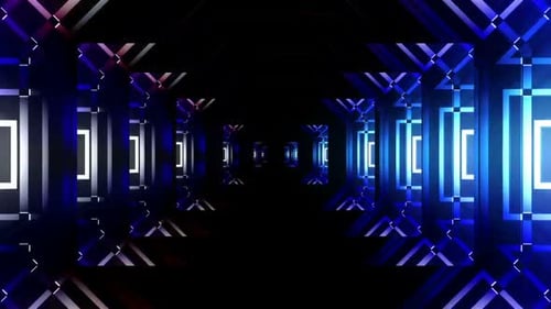 Abstract Futuristic Neon Tunnel Loop Background Animation