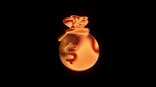 Golden Money Bag with Glowing Dollar Sign Loop Animation