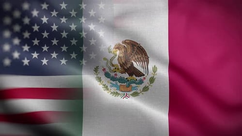 United States and Mexico Flags Seamlessly Waving
