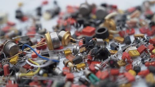 Electronic Components Pile Close Up Shot