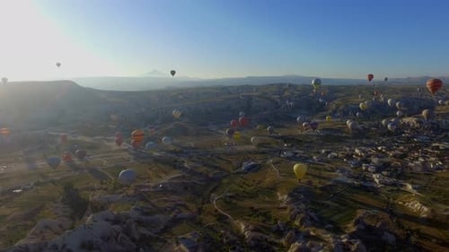 Cappadocia Hot Air Balloons Aerial View, Turkey