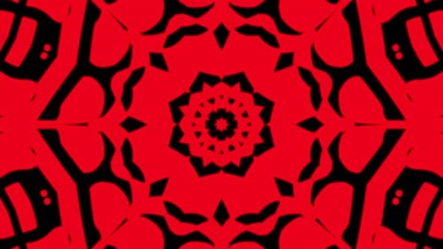 Abstract Red and Black Geometric Kaleidoscope Pattern Loop