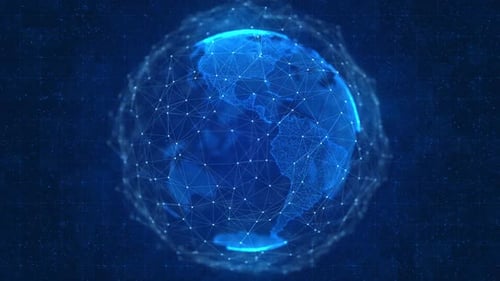 Digitale Welt Teilchen-Erd-Hologramm-Technologie Konzept