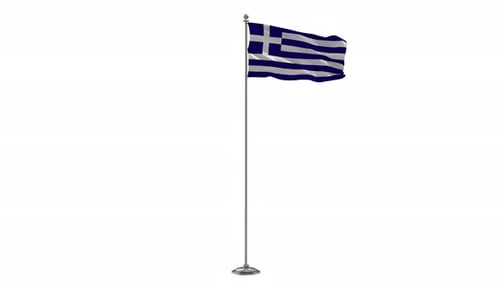 Animated Greek Flag Waving on a White Background