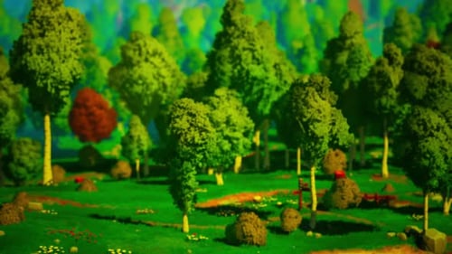 Cartoon Landscape with Hills and Forest
