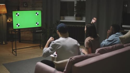 Friends Watch Green Screen TV and Celebrate Together