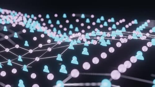 Digital Network Connection with Abstract People Icons Animation