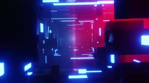Futuristic Abstract Neon Tunnel Loop Background Animation