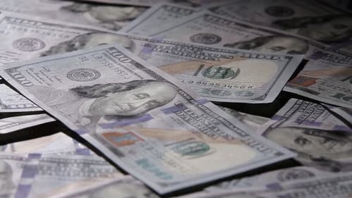 Scattered Stack of United States One Hundred Dollar Bills
