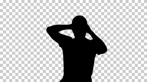 Silhouette Construction worker walking, Alpha Channel