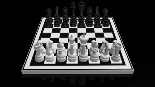 Strategic 3D Chess Board Animation on Black Background