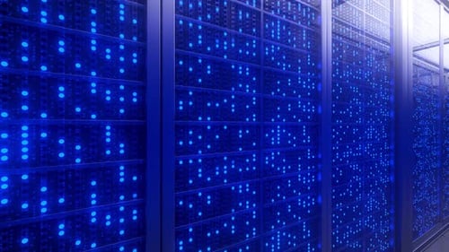 Server racks in server interior room