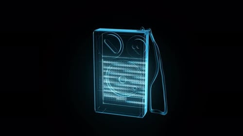 Holographic Retro Radio Scan Wireframe Animation Loop