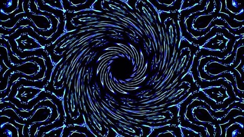 Abstract Blue and Green Electric Swirl Kaleidoscope Background