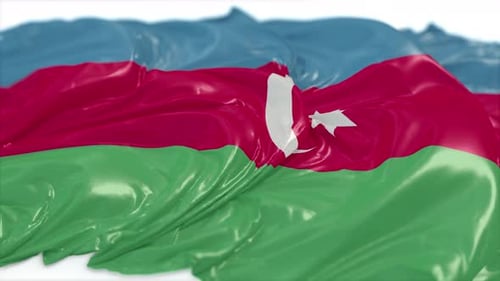 Flagge von Aserbaidschan auf einer weißen Tafel