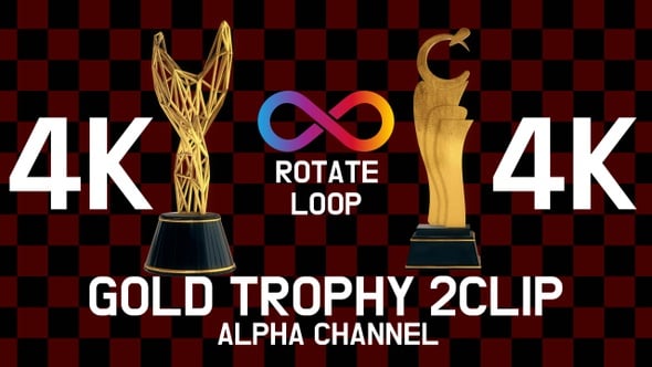 Trophy Rotate Loop 2 Clip 4K, Elements Motion Graphics ft. gold & award ...