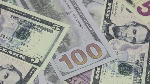 Old And New Banknotes Of Us Dollars Of Different Denominations