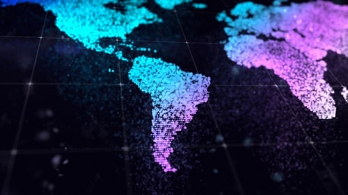 Animated Digital World Map with Glowing Dots
