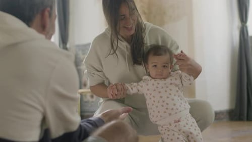 Infant Learning to Walk with Parents' Help
